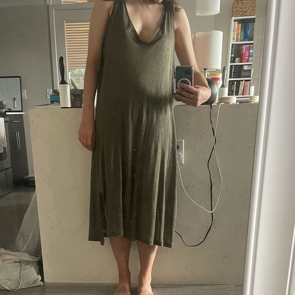 Linen Olive Green Maxi Dress